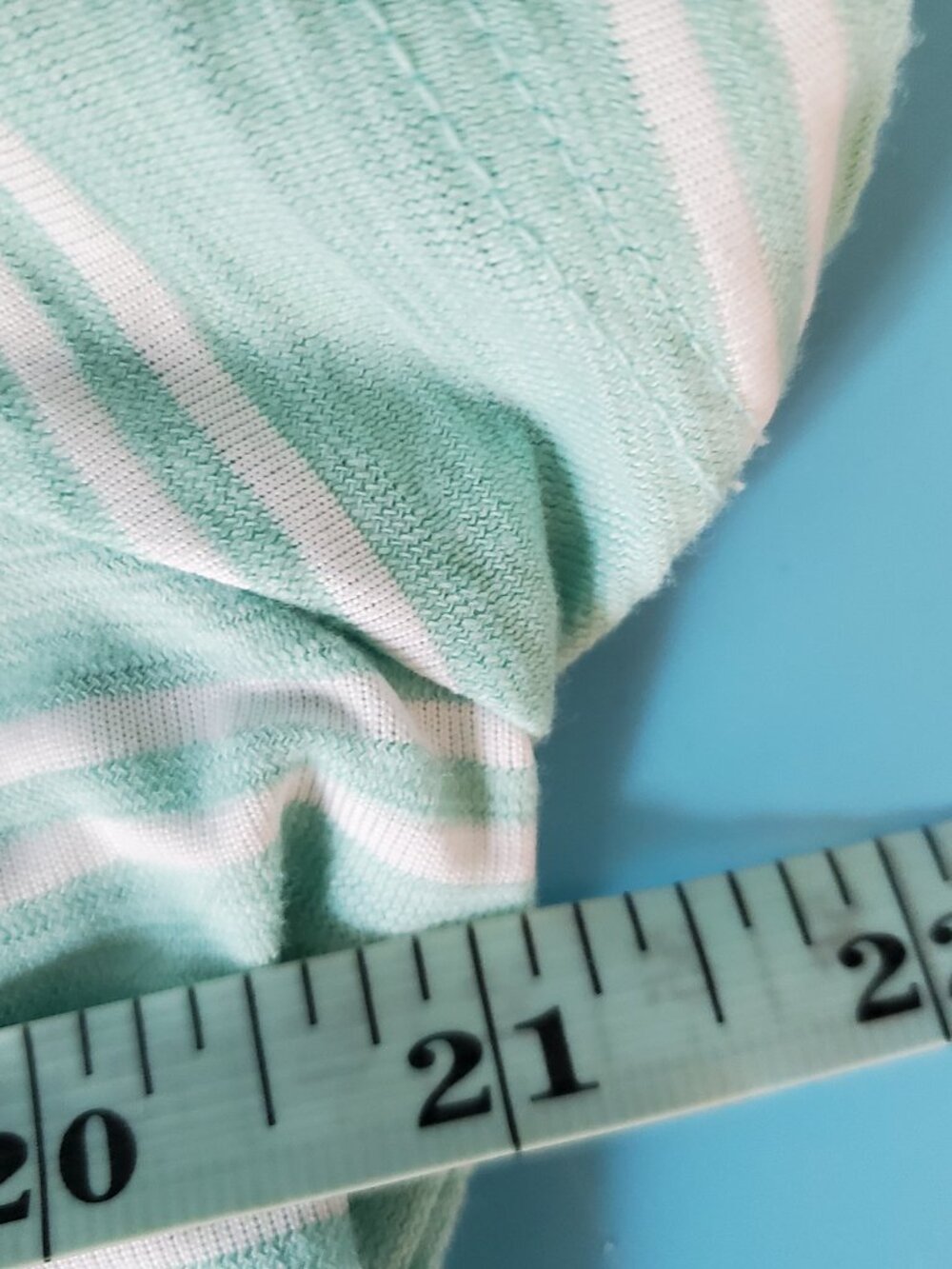 Time And Tru Tee Size XL (16-18) Teal & White Striped Short Sleeve - Picture 5 of 6